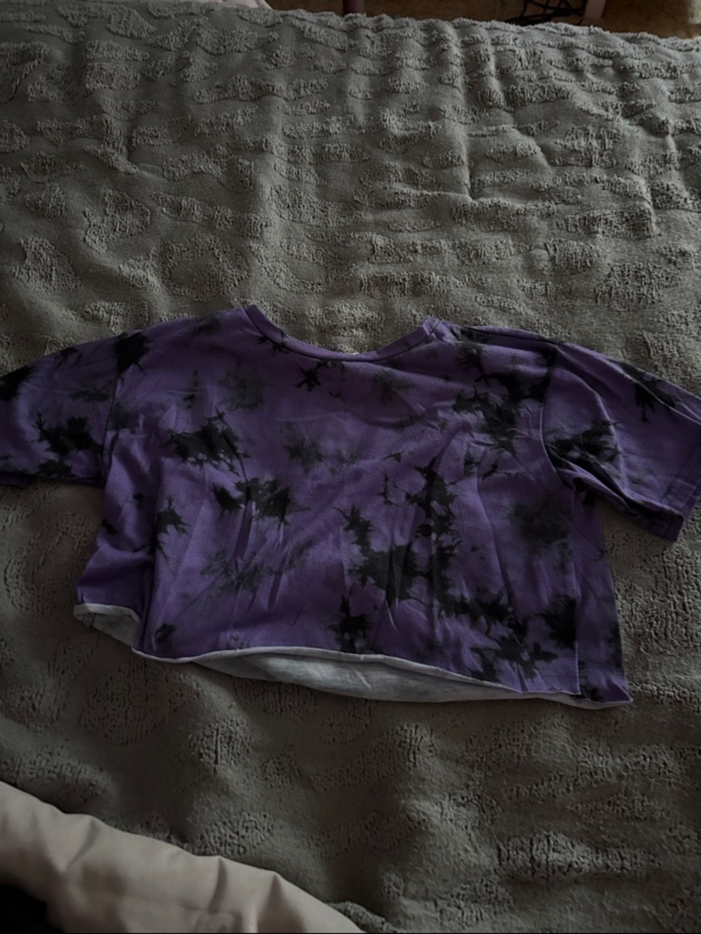 SHEIN Purple & Black Tie-Dye Cropped Tee